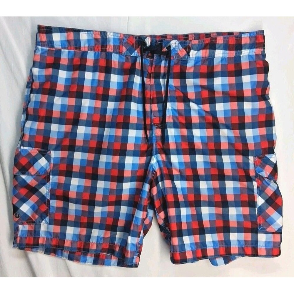 Old Navy Mens 3XL Swim Trunks Cargo Shorts Red White & Blue Resortwear Beach